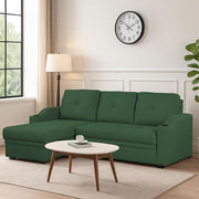 Casaliving Ravonna LHS 4 Seater L Shape Corner Sofa Cum Bed for Living Room (Blue Fabric) Premium Fabric Sofa