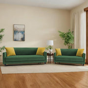 Casaliving Dominic 3 + 2 Seater Sofa Set for Living Room (Blue) Premium Fabric Sofa