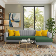 Casaliving Murdock 4 Seater L Shape Convertible Sofa Set for Living Room, 3 Seater & Ottoman Modular Sectional Couch for Small Space (Blue Colour) Fabric