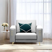 Casaliving Falco 1 Seater Sofa Set for Living Room (Blue Grey Fabric) Premium Fabric Sofa