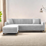 Casaliving Garcia L Shape Sofa Set for Living Room Premium Fabric Sofa (4 Seater LHS, Blue)