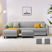 Casaliving Moris RHS 4 Seater L Shape Sofa Set for Living Room (Black) Premium Fabric Sofa Set for Living Room