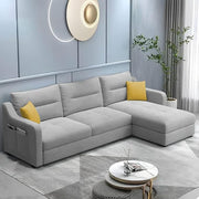 Casaliving Montario 4 Seater L Shape Sofa Set for Living Room (Black Fabric) Right Side Sofa