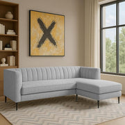 Casaliving Travis 4 Seater L Shape Convertible Sofa Set for Living Room, 3 Seater & Ottoman Modular Sectional Couch for Small Space (Blue Colour) Fabric