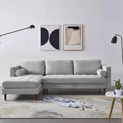 Casaliving Aezra LHS 4 Seater L Shape Sofa Set for Living Room (Black Grey Fabric) Premium Fabric Sofa