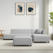 Casaliving Geletin 6 Seater LHS L Shape Sofa Set with Ottoman for Living Room (Blue Fabric) Premium Fabric Sofa