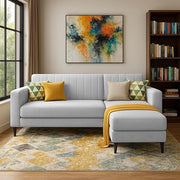 Casaliving Moris RHS 4 Seater L Shape Sofa Set for Living Room (Black) Premium Fabric Sofa Set for Living Room