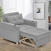 Casaliving Treshta Single Seater Sofa Cum Bed Sofa Set for Living Room (Blue Fabric -Colour Fabric) Premium Fabric Sofa Set