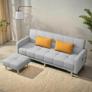 Casaliving Melfoy 3 Seater Sofa Cum Bed for Living Room with Ottomon (Blue Fabric) Premium Fabric Sofa