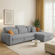 Casaliving Gagnon LHS 4 Seater L Shape Corner Sofa Cum Bed for Living Room (Blue Fabric) Premium Fabric Sofa