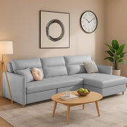 Casaliving Floster LHS 4 Seater L Shape Corner Sofa Cum Bed for Living Room (Cream Fabric) Premium Fabric Sofa