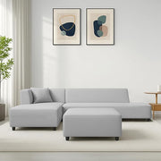 Casaliving Geletin 6 Seater LHS L Shape Sofa Set with Ottoman for Living Room (Blue Fabric) Premium Fabric Sofa