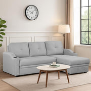 Casaliving Ravonna LHS 4 Seater L Shape Corner Sofa Cum Bed for Living Room (Blue Fabric) Premium Fabric Sofa