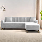 Casaliving Garcia L Shape Sofa Set for Living Room Premium Fabric Sofa (4 Seater LHS, Blue)