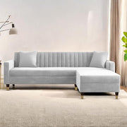 Casaliving Garcia 5 Seater L Shape Convertible Sofa Set for Living Room, 5 Seater & Ottoman Modular Sectional Couch for Small Space (Black Colour) Fabric