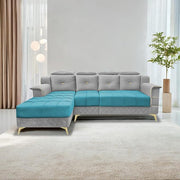 Casaliving Snowy LHS 6 Seater L Shape Sofa Set for Living Room (Blue Colour) Premium Fabric Sofa
