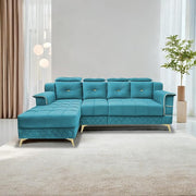 Casaliving Snowy LHS 6 Seater L Shape Sofa Set for Living Room (Blue Colour) Premium Fabric Sofa