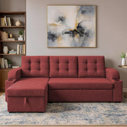 Casaliving Grance LHS 4 Seater Corner Sofa Cum Bed for Living Room with Storage (Blue Fabric) Premium Fabric Sofa