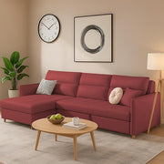 Casaliving Floster LHS 4 Seater L Shape Corner Sofa Cum Bed for Living Room (Cream Fabric) Premium Fabric Sofa