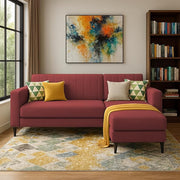 Casaliving Moris RHS 4 Seater L Shape Sofa Set for Living Room (Black) Premium Fabric Sofa Set for Living Room