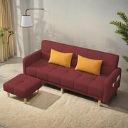 Casaliving Melfoy 3 Seater Sofa Cum Bed for Living Room with Ottomon (Blue Fabric) Premium Fabric Sofa