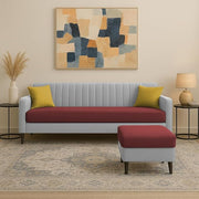 Casaliving Premium Conva Fabric 4 Seater L Shape Sofa Set 4 Seater Modern Sofa Set & Interchangeable Ottoman for Living Room (Blue Color Fabric)