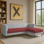 Casaliving Travis 4 Seater L Shape Convertible Sofa Set for Living Room, 3 Seater & Ottoman Modular Sectional Couch for Small Space (Blue Colour) Fabric