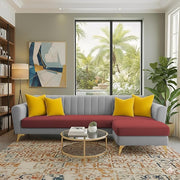 Casaliving Murdock 4 Seater L Shape Convertible Sofa Set for Living Room, 3 Seater & Ottoman Modular Sectional Couch for Small Space (Blue Colour) Fabric