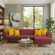 Casaliving Murdock 4 Seater L Shape Convertible Sofa Set for Living Room, 3 Seater & Ottoman Modular Sectional Couch for Small Space (Blue Colour) Fabric