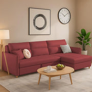 Casaliving Floster LHS 4 Seater L Shape Corner Sofa Cum Bed for Living Room (Cream Fabric) Premium Fabric Sofa