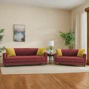 Casaliving Dominic 3 + 2 Seater Sofa Set for Living Room (Blue) Premium Fabric Sofa