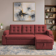 Casaliving Grance LHS 4 Seater Corner Sofa Cum Bed for Living Room with Storage (Blue Fabric) Premium Fabric Sofa