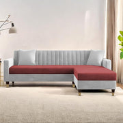 Casaliving Garcia 5 Seater L Shape Convertible Sofa Set for Living Room, 5 Seater & Ottoman Modular Sectional Couch for Small Space (Black Colour) Fabric