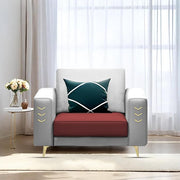 Casaliving Falco 1 Seater Sofa Set for Living Room (Blue Grey Fabric) Premium Fabric Sofa