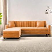 Casaliving Garcia L Shape Sofa Set for Living Room Premium Fabric Sofa (4 Seater LHS, Blue)