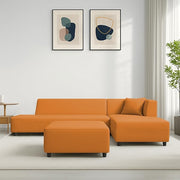 Casaliving Geletin 6 Seater LHS L Shape Sofa Set with Ottoman for Living Room (Blue Fabric) Premium Fabric Sofa