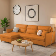 Casaliving Floster LHS 4 Seater L Shape Corner Sofa Cum Bed for Living Room (Cream Fabric) Premium Fabric Sofa