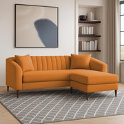 Casaliving Doraldo 4 Seater L Shape Convertible Sofa Set for Living Room, 3 Seater & Ottoman Modular Sectional Couch for Small Space (Black Blue Colour) Fabric