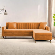 Casaliving Garcia 5 Seater L Shape Convertible Sofa Set for Living Room, 5 Seater & Ottoman Modular Sectional Couch for Small Space (Black Colour) Fabric