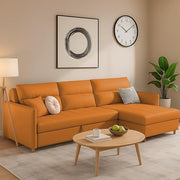 Casaliving Floster LHS 4 Seater L Shape Corner Sofa Cum Bed for Living Room (Cream Fabric) Premium Fabric Sofa