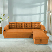 Casaliving Grance LHS 4 Seater Corner Sofa Cum Bed for Living Room with Storage (Blue Fabric) Premium Fabric Sofa