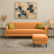 Casaliving Premium Conva Fabric 4 Seater L Shape Sofa Set 4 Seater Modern Sofa Set & Interchangeable Ottoman for Living Room (Blue Color Fabric)