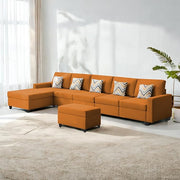 Casaliving Mentor LHS 8 Seater L Shape Sofa Set with Center Table for Living Room (Blue Colour) Premium Fabric Sofa Set