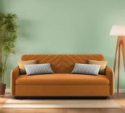 Casaliving Balbus 3 Seater Sofa Cum Bed for Living Room (Blue Fabric) Premium Fabric Sofa