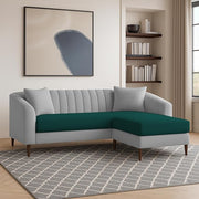 Casaliving Doraldo 4 Seater L Shape Convertible Sofa Set for Living Room, 3 Seater & Ottoman Modular Sectional Couch for Small Space (Black Blue Colour) Fabric