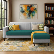 Casaliving Moris RHS 4 Seater L Shape Sofa Set for Living Room (Black) Premium Fabric Sofa Set for Living Room