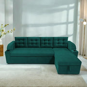 Casaliving Grance LHS 4 Seater Corner Sofa Cum Bed for Living Room with Storage (Blue Fabric) Premium Fabric Sofa