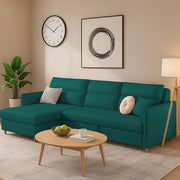 Casaliving Floster LHS 4 Seater L Shape Corner Sofa Cum Bed for Living Room (Cream Fabric) Premium Fabric Sofa