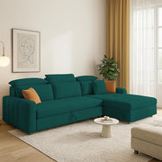 Casaliving Gagnon LHS 4 Seater L Shape Corner Sofa Cum Bed for Living Room (Blue Fabric) Premium Fabric Sofa