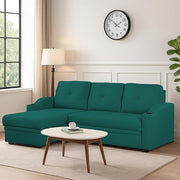 Casaliving Ravonna LHS 4 Seater L Shape Corner Sofa Cum Bed for Living Room (Blue Fabric) Premium Fabric Sofa